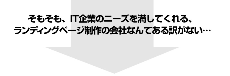 そもそも、IT企業のニーズを満してくれる、ランディングページ制作の会社なんてある訳がない…